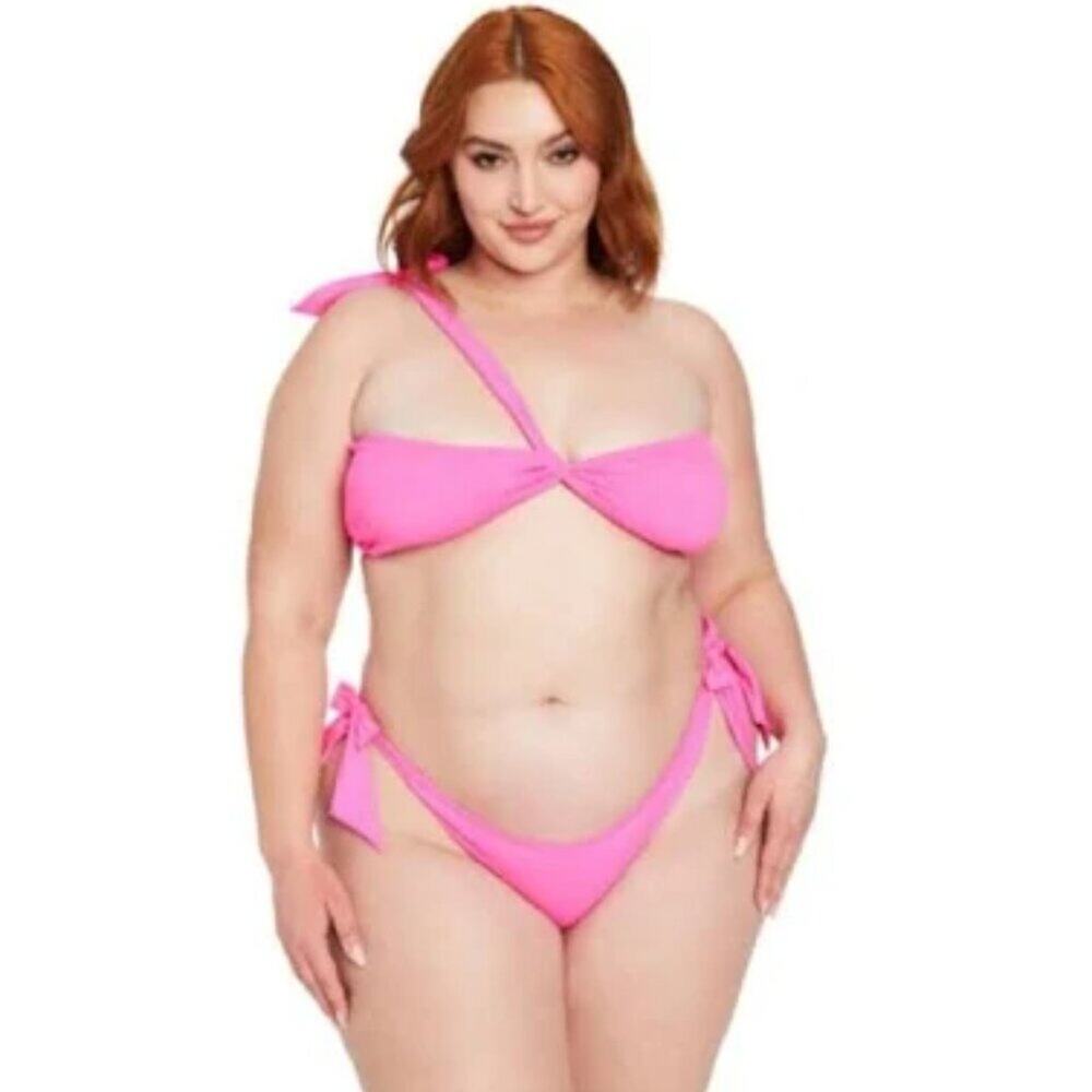 Fredericks of Hollywood Laguna Pink One Shoulder 2 Piece Bikini Top‎ & Bottom, M